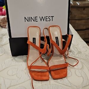 Nine West Orange Strappy Heels